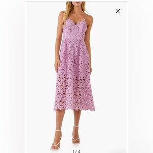Astr the Label Lace Spaghetti Strap Midi Dress